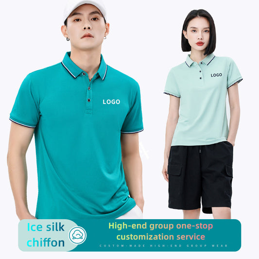 Y22168 Custom LOGO/Pattern 200g 40Counts 100% Ick Silk(Modal) Two Buttons Business Plus Size Polo-shirt(Instock) for Men and Women CST-078 (different custom craft and logo and quantities has different custom fee)