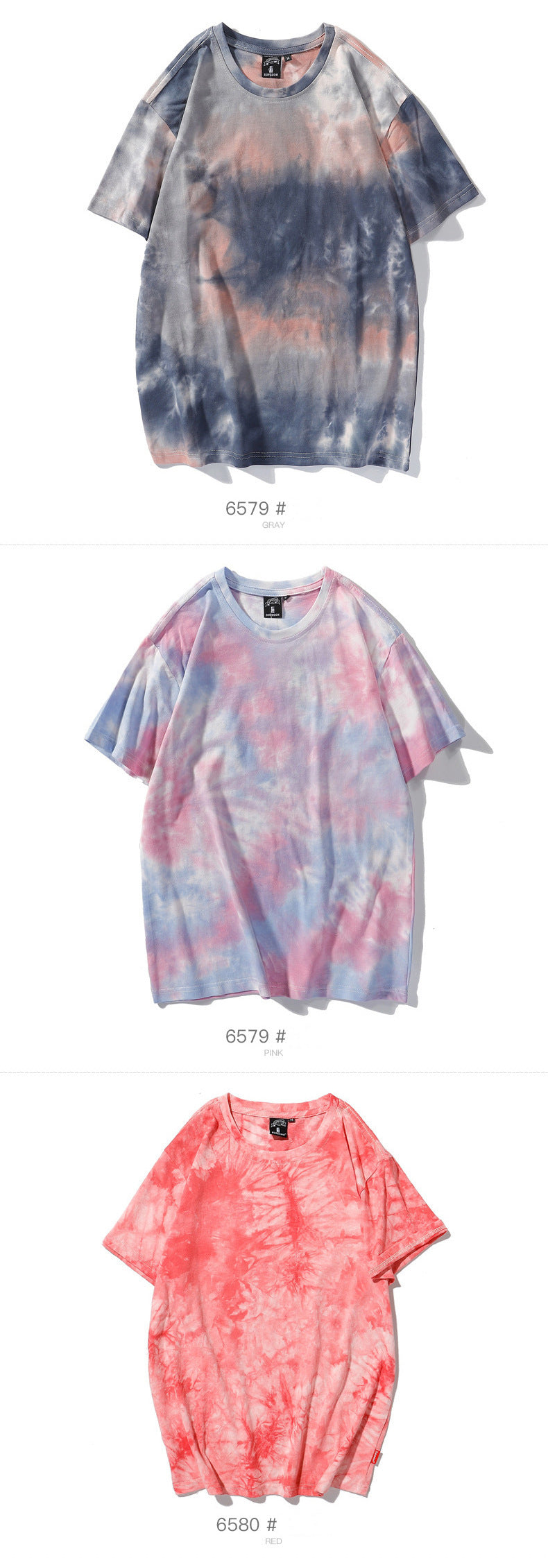Customized LOGO/Pattern Adult 180g 100% Cotton Tie-dye Round Neck T-shirt For Men and Women (Instock) CST-010 SS-ZR-T