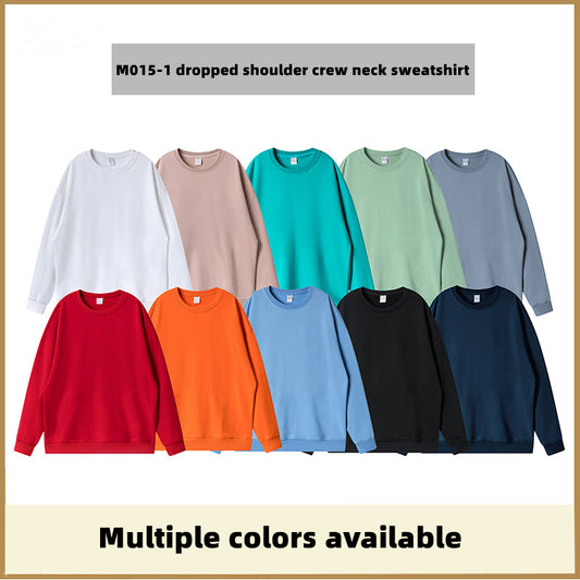 M015-1 Custom LOGO/Pattern 300g 87% Cotton +13% Spandex Plus size Drop-shoulder Sweatshirt for Men and Women(XS~-3XL Instock,4XL~5XL is custom size) CHD-022