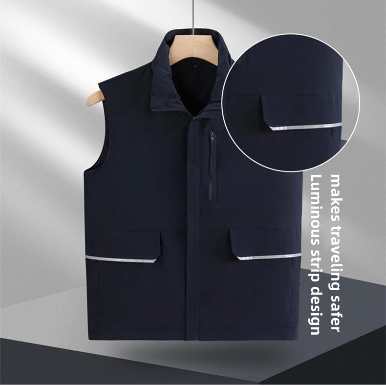 Custom LOGO/Pattern 100% Polyester Thicked Stand Collar Keep Warm Waterproof and Windproof Down Cotton Vest For Men and Women (Instock) CSVS-007 CX-BT5505
