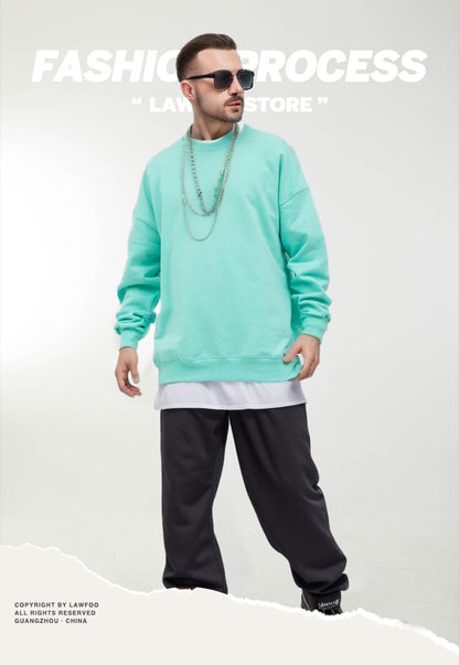 Custom LOGO/Pattern 350g 100% Cotton Loose Sweatshirt for Men and Women (Instock) CHD-005