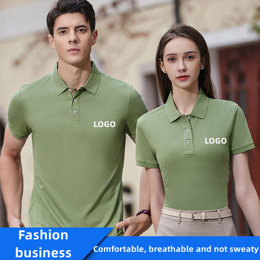 MLD2305 Custom LOGO/Pattern 220G 50 Counts 100% Mercerized Cotton Two Buttons Soft Breathable and Antibacterial Business Polo-shirt(Instock) for Men and Women CST-052 (different custom craft and logo and quantities has different custom fee)