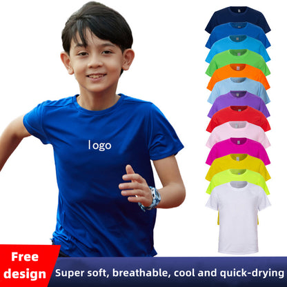 SH-SF01-02 Custom LOGO/Pattern 200g 100% Polyester(Modal) Soft and Breathable and Quick-drying Sport T-shirt for Children CCT-005