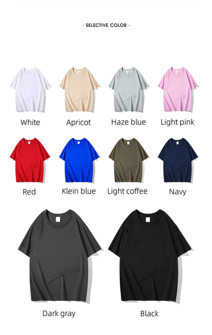 Customized LOGO/Pattern Adult 260g 32 Counts Double Yarn 100% Cotton Round Neck Plus Size Drop Shouder T-shirt For Men and Women (Instock) CST-041 BYB26000