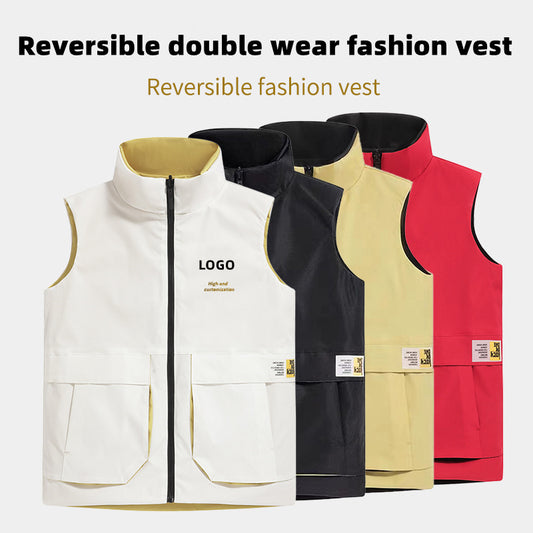 Custom LOGO/Pattern 100% Polyester Plus Size Thin Stand Collar Vest For Men and Women (Instock) CSVS-001 FJ-PG22977A