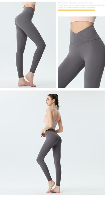 Custom LOGO/Pattern Solid Color Cloud Sence 86% Nylon + 14% Spandex Training Fitness High Waist Yoga Long Pants For Women (Instock) YGP-003 K0089