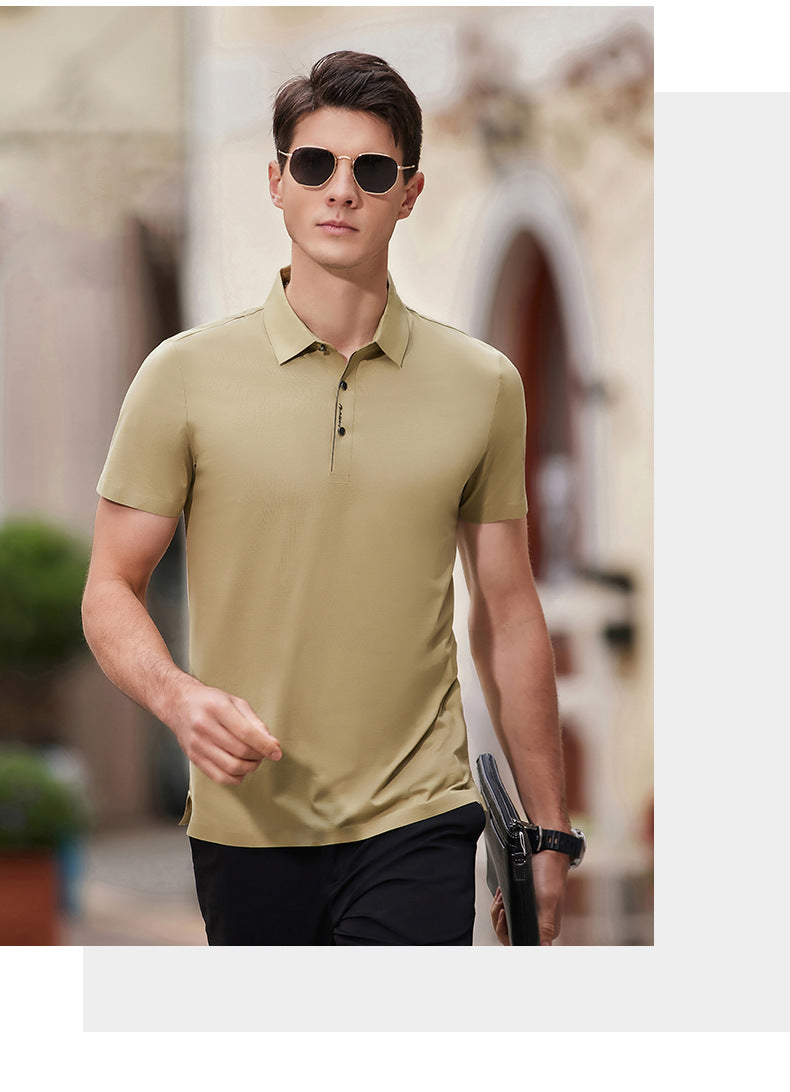 Custom LOGO/Pattern 95% Liquid Ammonia Mercerized Cotton +5% Spandex Two Buttons No Trace High Elasticity Business Polo-shirts For Men and Women (Instock) CST-049 MLD595