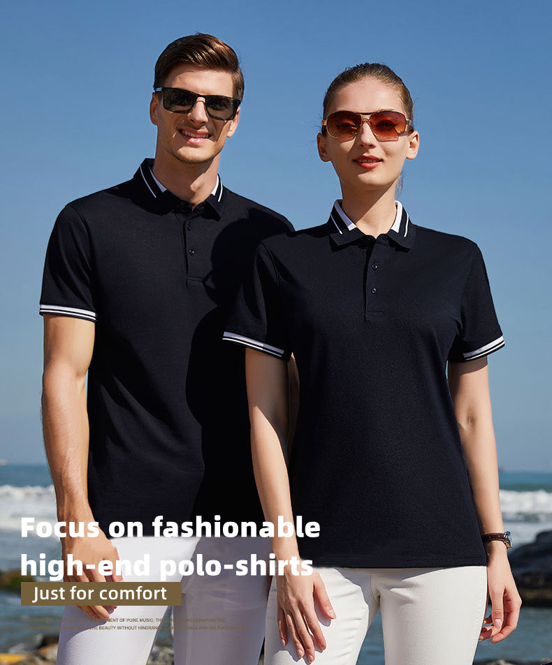 Custom LOGO/Pattern 210g 44.5% Cotton + 51% Polyester + 4.5% Spandex Two Buttons Doesn't Fade and Deform Soft and Breathable Business Polo-shirts for Men and Women (Instock) CST-060 KMDK-002
