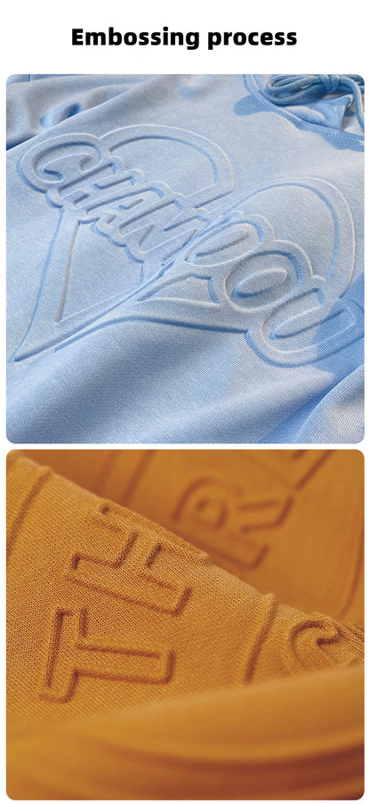 Custom Embossing Craft LOGO/Pattern US Size 100% Cotton Loose Hoodie For Men and Women (Custom color and fabric,MOQ=35PCS/each color) CHD-032 ZS-TTWYYH