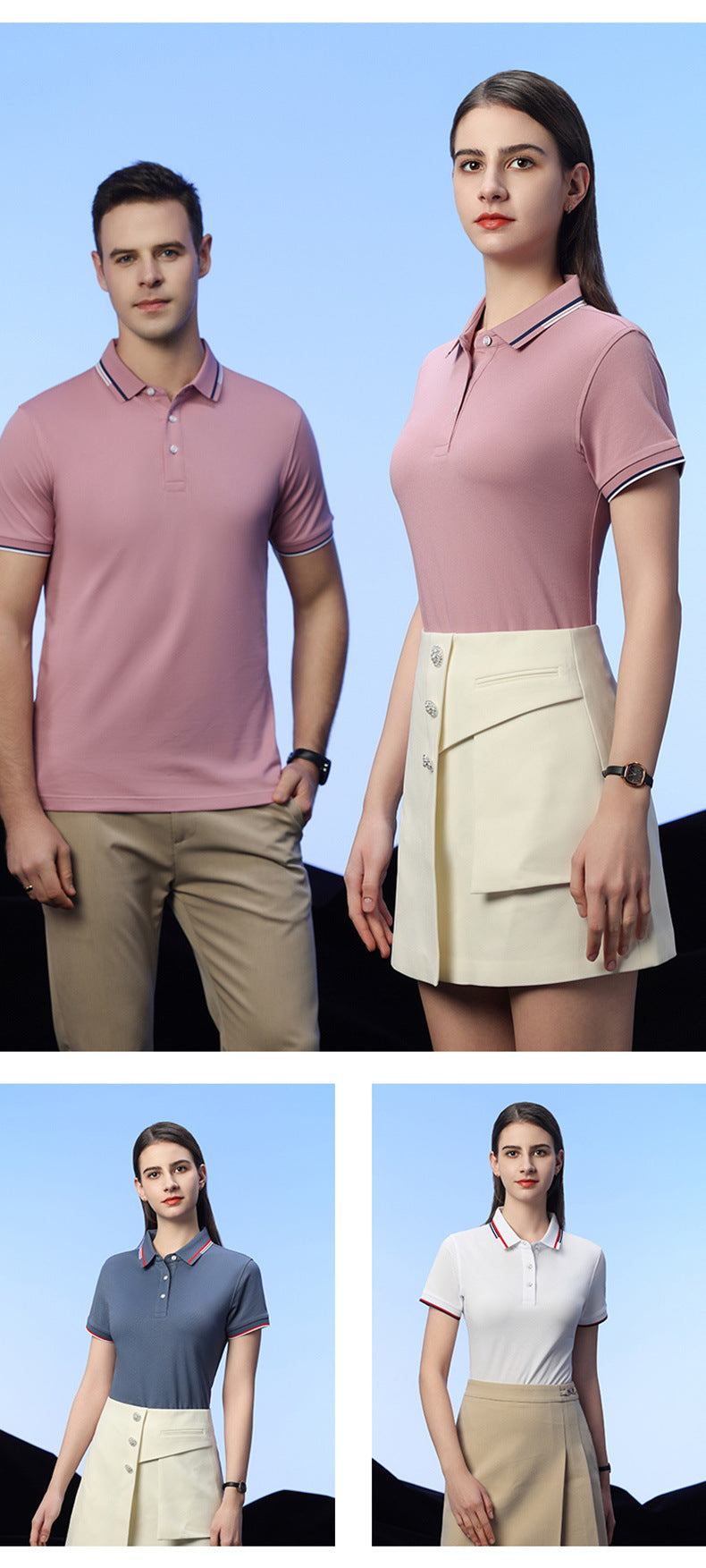 Custom LOGO/Pattern 50% Cotton + 50% Polyester Two Buttons Soft and Breathable Business Polo-shirts For Men and Women (Instock) CST-057 SD33002