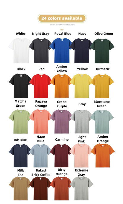 Customized LOGO/Pattern Adult 210g 40 sticks Double Yarn 100% Cotton Round Neck T-shirt For Men and Women (Instock) CST-003 AG200G