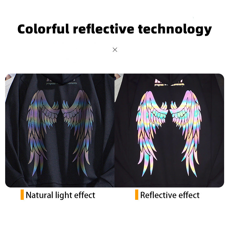 SM-AKMJ-TTWY Custom Colorful Reflective Craft LOGO/Pattern 350g 100% Cotton US Size Hoodie for Men and Women(Instock) CHD-030