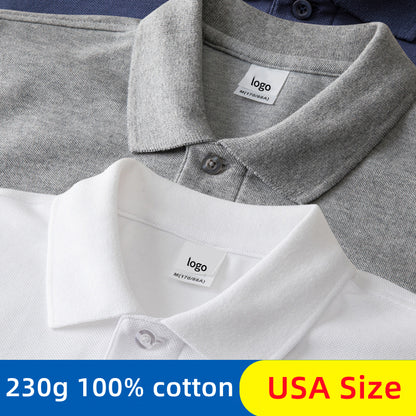 CBJ Custom LOGO/Pattern 230g 100% Cotton US Size Polo-shirt(Instock) for Men and Women CST-076 (different custom craft and logo and quantities has different custom fee)