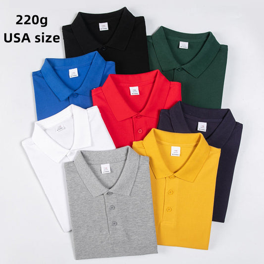 1AC03 Custom LOGO/Pattern 220g 100% Cotton Two Buttons Business Polo-shirt(Instock) for Men and Women CST-082 (different custom craft and logo and quantities has different custom fee)