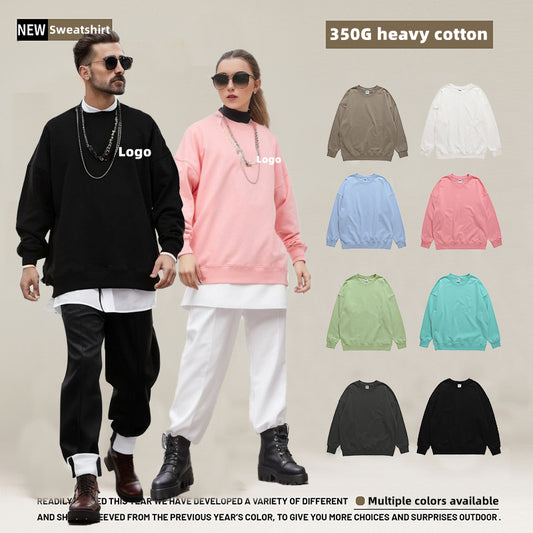 Custom LOGO/Pattern 350g 100% Cotton Loose Sweatshirt for Men and Women(Instock) CHD-005