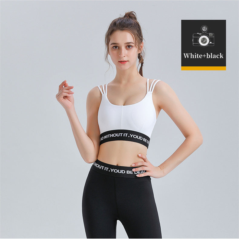 Custom LOGO/Pattern Solid Color 85% Cotton + 15% Spandex Training Fitness Yoga Suit Yoga Bra/vest + Long Pant Set For Women (Instock) YGST-001 W0060 + K0060
