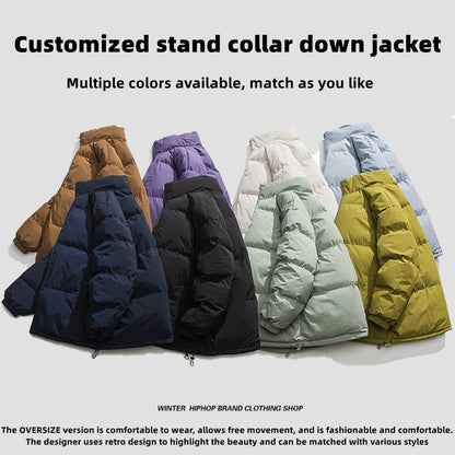 Custom LOGO/Pattern 100% Polyester Surface Waterproof Stand Collar Keep Warm Down Jacket For Men and Women (Instock) CSDJ-001