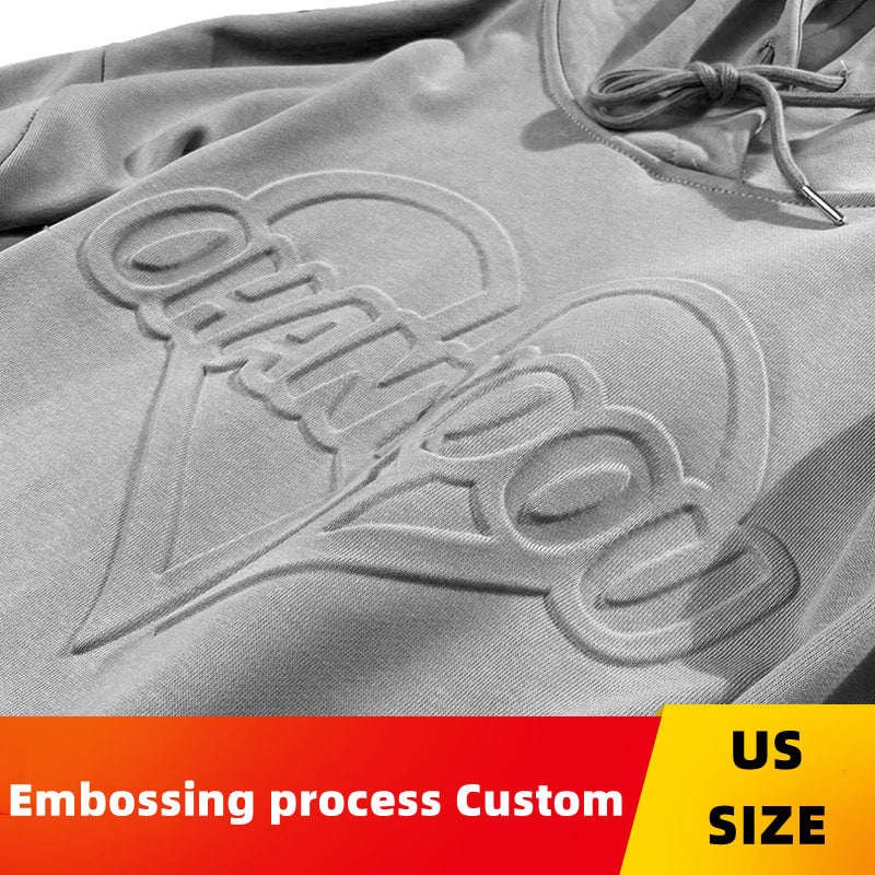 ZS-TTWYYH Custom Embossing Craft LOGO/Pattern US Size 100% Cotton Loose Hoodie for Men and Women(Custom color and fabric,MOQ=35PCS/each color) CHD-032