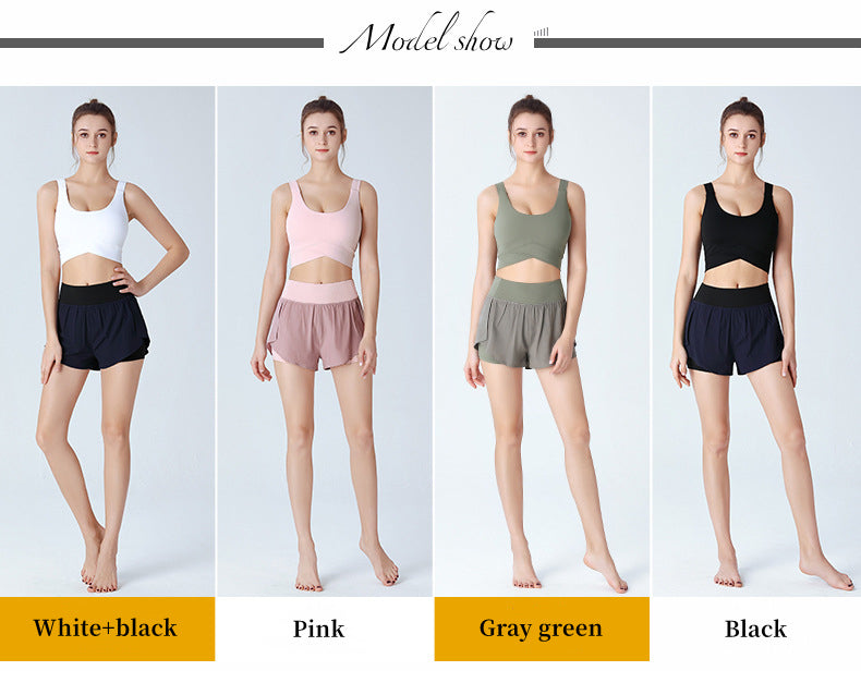 Custom LOGO/Pattern Solid Color 75% Nylon + 25% Spandex Training Fitness Yoga Suit Yoga Bra/vest + Anti-exposure Skirt Set For Women (Instock) YGST-025 W0096+K0096