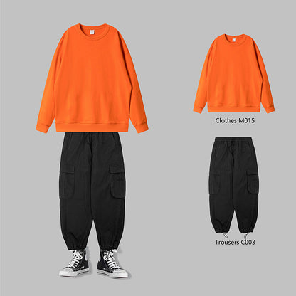 Custom LOGO/Pattern 300g 87% Cotton + 13% Spandex Plus size Drop-shoulder Sweatshirt For Men and Women (XS~-3XL Instock,4XL~5XL is custom size) CHD-022 M015-1