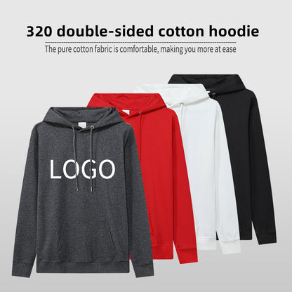 YC6693 Custom LOGO/Pattern 320g 100% Cotton Loose Double-sided Health Cloth Hoodie for Men and Women(Instock) CHD-020