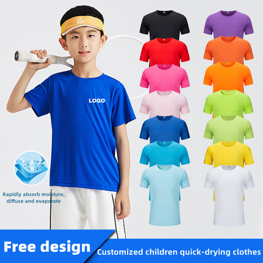 WD-S108 Custom LOGO/Pattern 165g 100% Polyester Modal Lightweight Soft and Breathable and Quick-drying Sport T-shirt for Children CCT-001