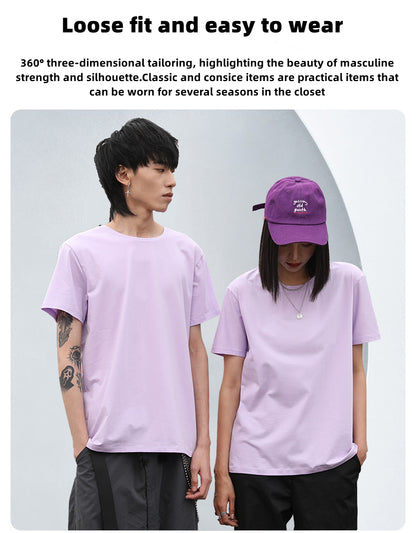 Customized LOGO/Pattern Adult 180g 93%Cotton + 7%Spandex Round Neck Iced Porcelain Wool T-shirt For Men and Women (Instock) CST-020 M023