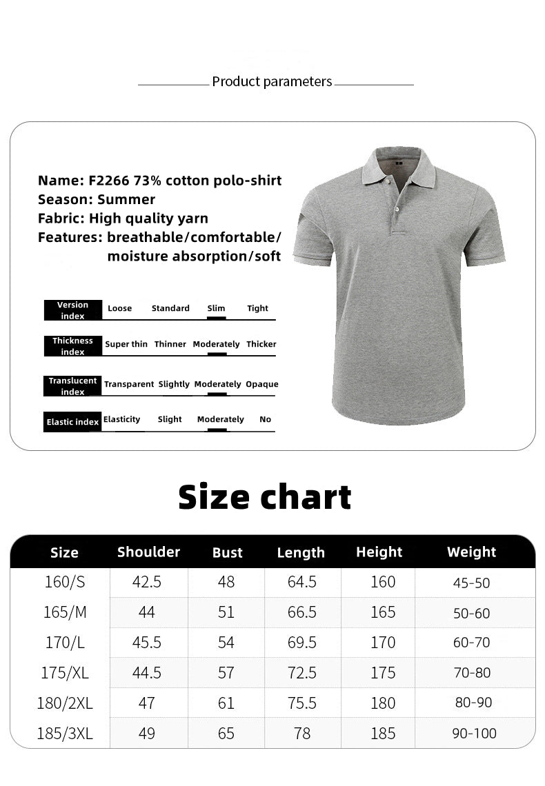 Custom LOGO/Pattern 73% Cotton Two Buttons Business Polo-shirts For Men and Women (Instock) CST-047 F2266