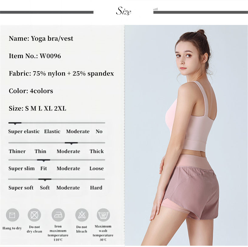 Custom LOGO/Pattern Solid Color  75% Nylon + 25% Spandex Training Fitness Yoga Bra Yoga Vest For Women (Instock) YGB-003 W0096