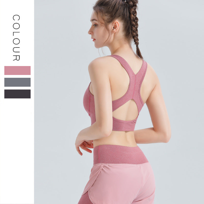 Custom LOGO/Pattern Solid Color 75% Nylon + 25% Spandex Training Fitness Cross Beauty Back Yoga Bra Yoga Vest For Women (Instock) YGB-012 W0068
