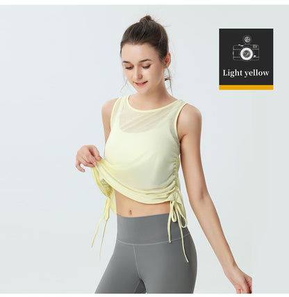 Custom LOGO/Pattern Solid Color 70% Cotton + 30% Tencel Training Fitness Yoga Shirt Quick-drying Sleeveless Yoga Shirt For Women (Instock) YGT-003 TD0046