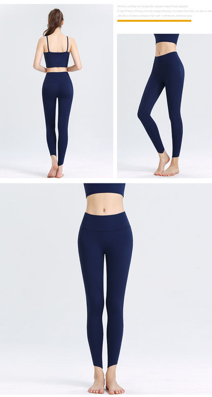 Custom LOGO/Pattern Solid Color  75% Nylon + 25% Spandex Training Fitness High Waist Yoga Long Pants For Women (Instock) YGP-005 K0013