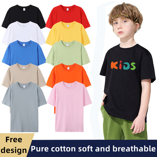 79000B Custom LOGO/Pattern 180g 26 Counts 100% Cotton Lightweight Soft and Breathable and Quick-drying Sport T-shirt for Children CCT-003
