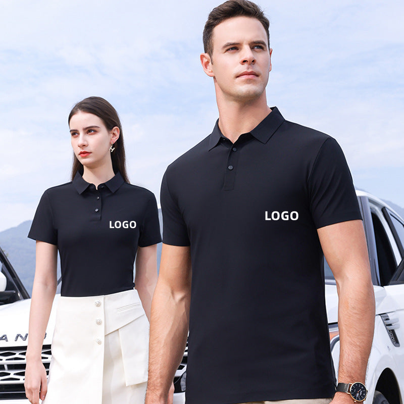 SD33902 Custom LOGO/Pattern 185g 89.5% Cotton + 10.5% Spandex Two Buttons Anti-wrinkle Quick-drying Ice Silk Business Plus Size Polo-shirt(Instock) for Men and Women CST-051 (different custom craft and logo and quantities has different custom fee)