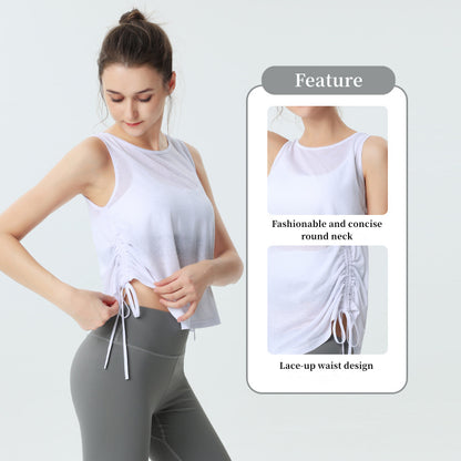 Custom LOGO/Pattern Solid Color 70% Cotton + 30% Tencel Training Fitness Yoga Shirt Quick-drying Sleeveless Yoga Vest For Women (Instock) YGT-003 TD0046
