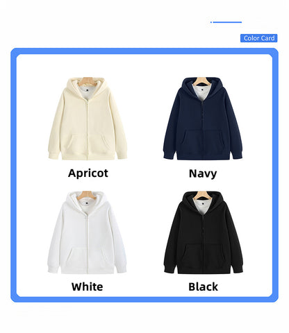 Custom LOGO/Pattern 500g 65.2% Cotton + 34.8% Polyester Add Fleece Zipper Plus Size Coat For Men and Women (Instock) CHD-050 W060