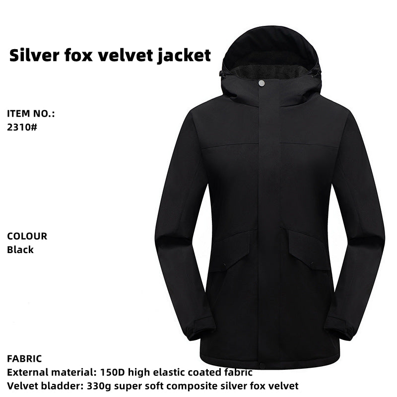 Custom LOGO/Pattern Waterproof and Windproof silver Fox Velvet Liner Work and Travel and Camping Single Layer Outdoor Jackets For Men and Women (Instock) CSJK-015 FMC2310#