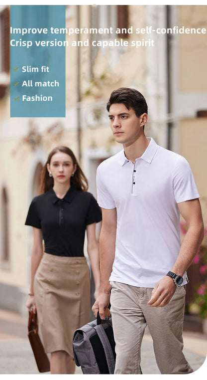 Custom LOGO/Pattern 95% Liquid Ammonia Mercerized Cotton +5% Spandex Two Buttons No Trace High Elasticity Business Polo-shirts For Men and Women (Instock) CST-049 MLD595