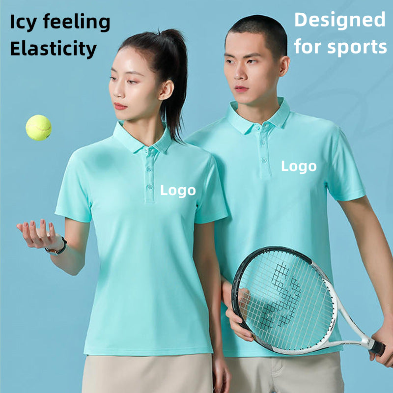 F304 Custom LOGO/Pattern 180g 88% Nylon + 12% Spandex Two Buttons Ice Feel Sport Polo-shirt(Instock) for Men and Women CST-073 (different custom craft and logo and quantities has different custom fee)