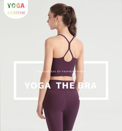 Custom LOGO/Pattern Solid Color 75% Nylon + 25% Spandex Training Fitness Yoga Bra Yoga Vest For Women (Instock) YGB-013 W0017