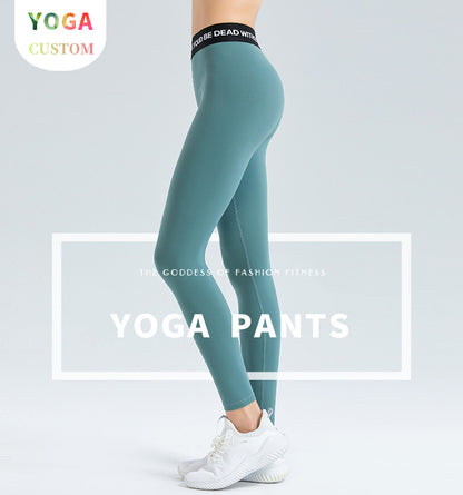 Custom LOGO/Pattern Solid Color 85% Polyester + 15% Spandex Training Fitness High Waist Yoga Long Pants For Women (Instock) YGP-013 K0060