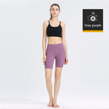 Custom LOGO/Pattern Solid Color 75% Nylon + 25% Spandex Cloud Sense Training Fitness High Waist Yoga Shorts For Women (Instock) YGS-006 K0018