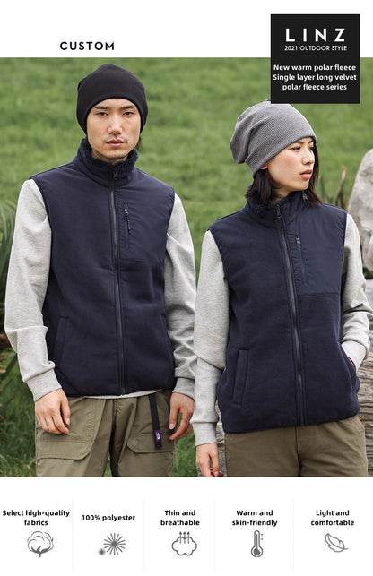 Custom LOGO/Pattern 100% Polyester Thin Stand Collar Polar Fleece Inner Keep Warm Windproof Down Vest For Men and Women (Instock) CSVS-004 KF-K51