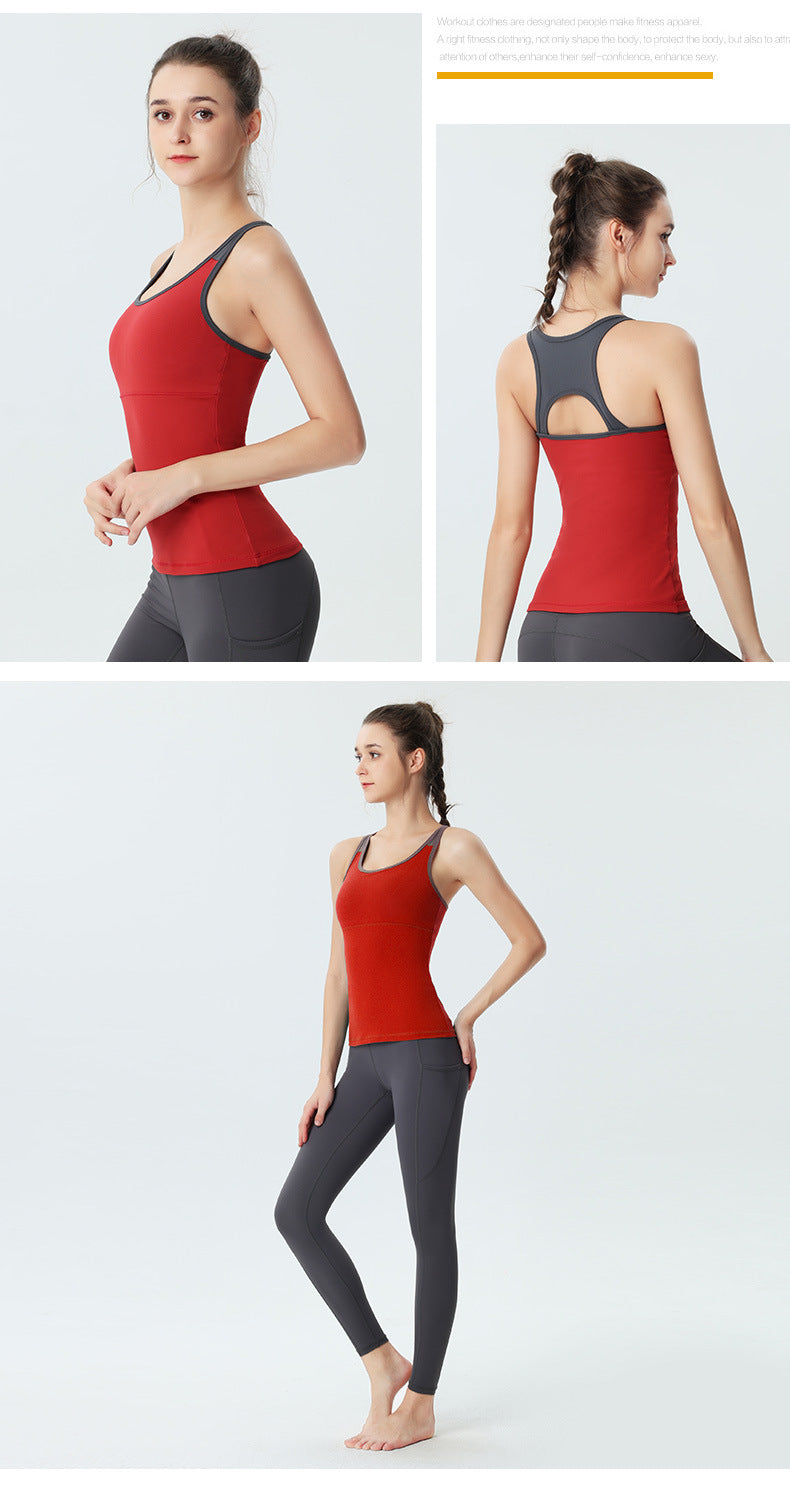 Custom LOGO/Pattern Solid Color  85% Nylon + 15% Spandex Training Fitness Long Style Yoga Bra Yoga Vest For Women (Instock) YGB-008 W0076