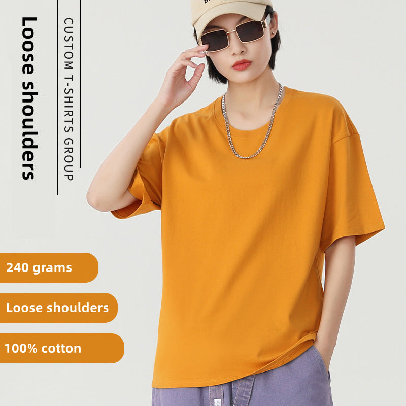 Customized SYK10087 Adult 240g 100% Cotton Round Neck Thicked T-shirt CST-023 (Different customized process have different customized fee)