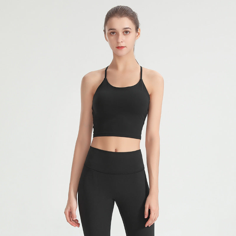 Custom LOGO/Pattern Solid Color 75% Nylon + 25% Spandex Training Fitness Yoga Bra Yoga Vest For Women (Instock) YGB-013 W0017