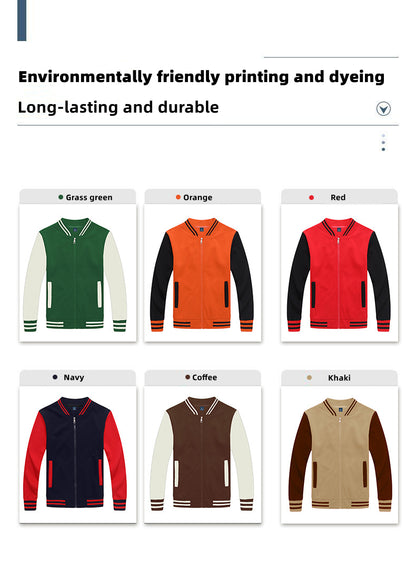 Custom LOGO/Pattern 500g 100% Polyester + 100% Polar Fleece Thicked Plus Size Zipper Baseball Uniform For Men and Women (Instock) BSUF-006 ZJ-DD518