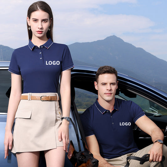 SD33215 Custom LOGO/Pattern 48% Cotton +48% Polyester + 4% Spandex Two Buttons Soft and Antibacterial and Breathable Business EUR Size Polo-shirt(Instock) for Men and Women CST-056 (different custom craft and logo and quantities has different custom fee)
