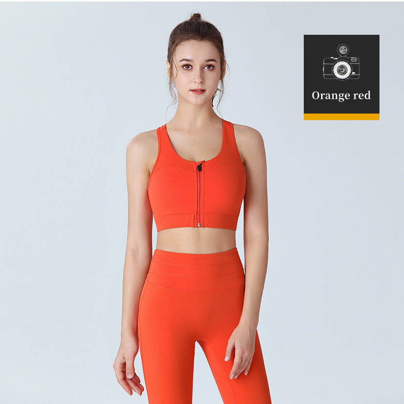 Custom LOGO/Pattern Solid Color  75% Nylon + 25% Spandex Training Fitness Front Zipper Yoga Bra Yoga Vest For Women (Instock) YGB-004 W0098