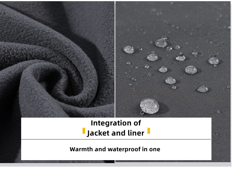 Custom LOGO/Pattern Waterproof and Windproof Three-in-one Fleece Liner Double Warmth Work and Travel and Camping Double Layer Two-peices Detachable Outdoor Jackets For Men and Women (Instock) CSJK-006 KF2088